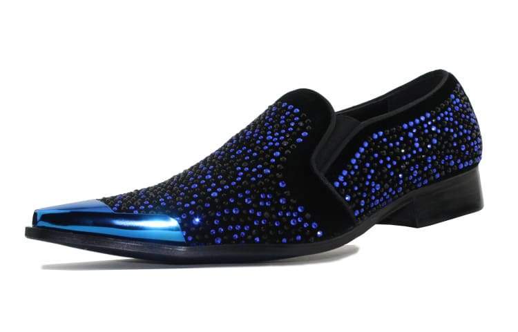 Men Dress Shoes- Desta Black/Royal Blue By Day Fashion Men Dress Shoes- Desta Black/Royal Blue By Day Fashion