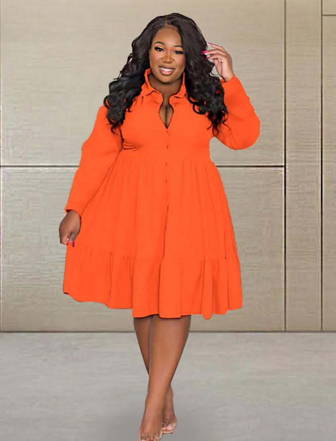 Women Church Dress 0455 Orange