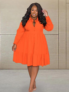 Women Church Dress 0455 Orange By Day Fashion