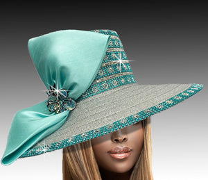 Women Church Hat 3061 Turquoise