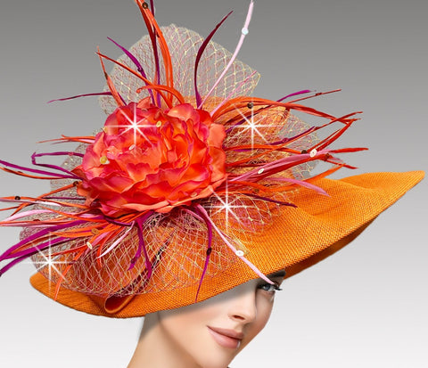 Women Fashion Church Hat 3091 Orange