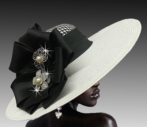 Women Derby Hat 3108 White Black