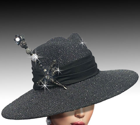 Women's Fashion Fedora 3206 Black hematite