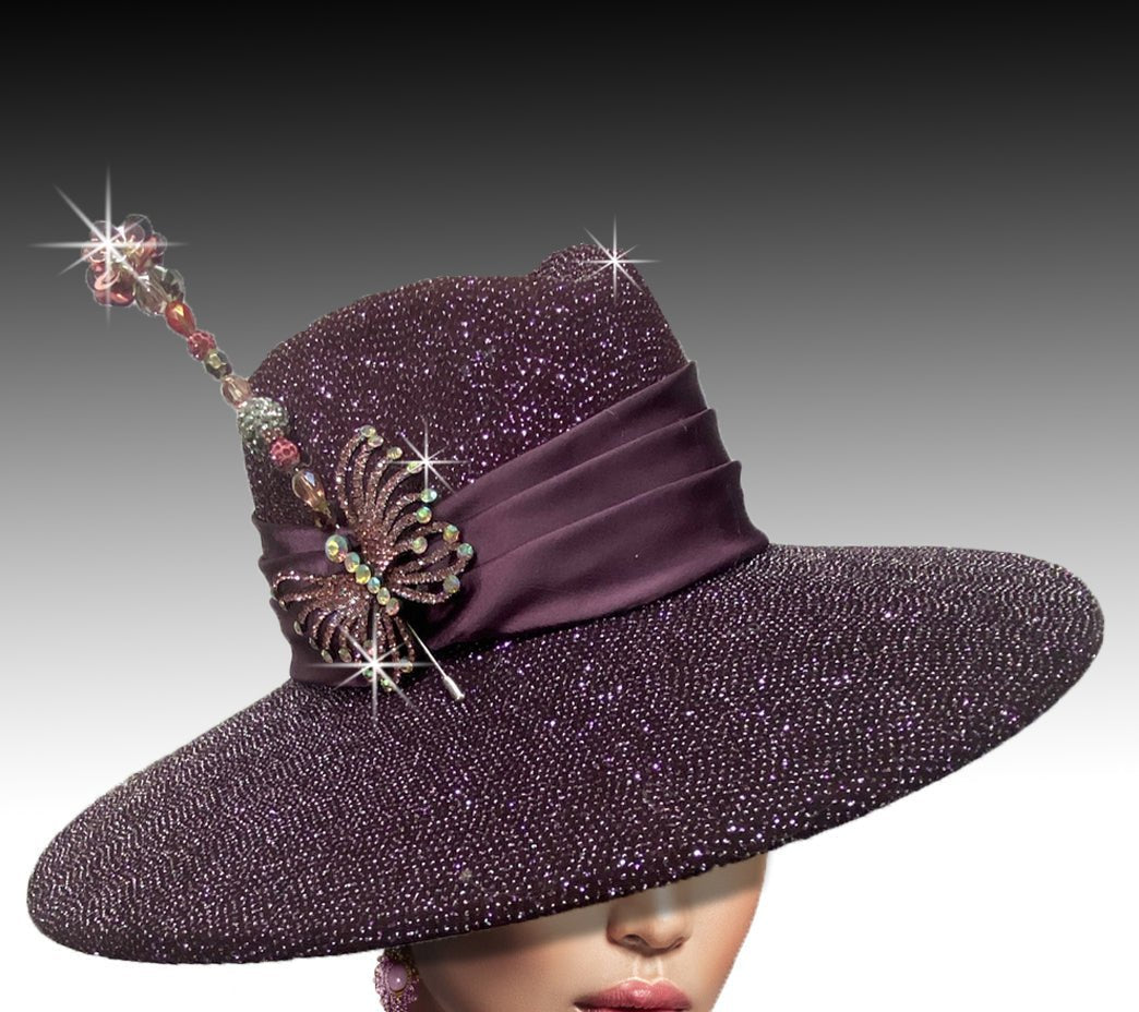 Women's luxurious Fedora 3206 Plum