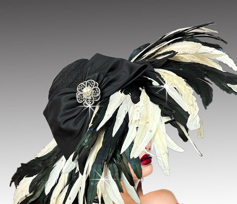 Women Church Hat 3214 Black White