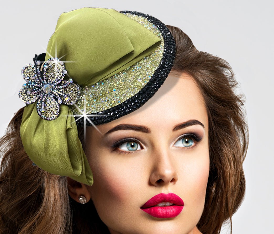 Women Church Fascinator 3225- Olive-black