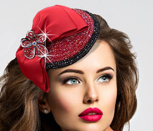 Women Church Fascinator 3225-Red Black