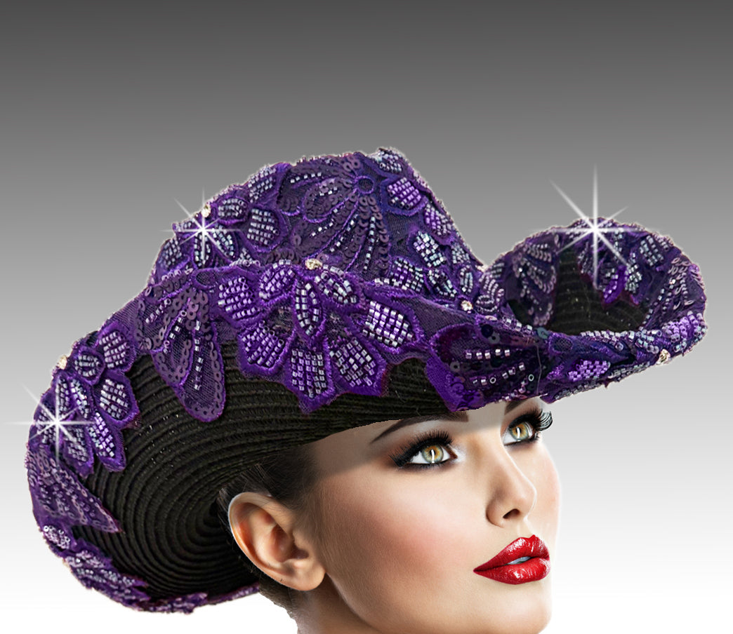 Women Cowboy Hat SC3238 Purple