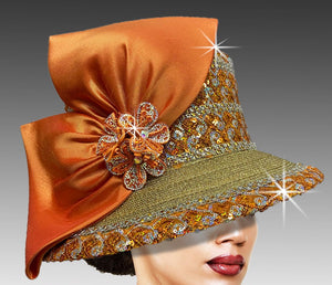 Women Church Hat 3310 Orange By Day Fashion