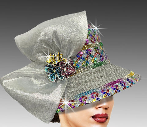 Women Church Hat 3310 Silver Multi