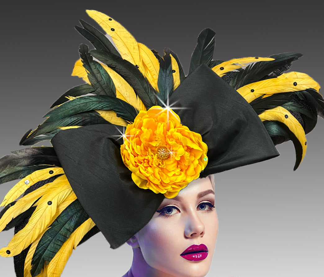 Women Derby Hat 3334 Black Yellow