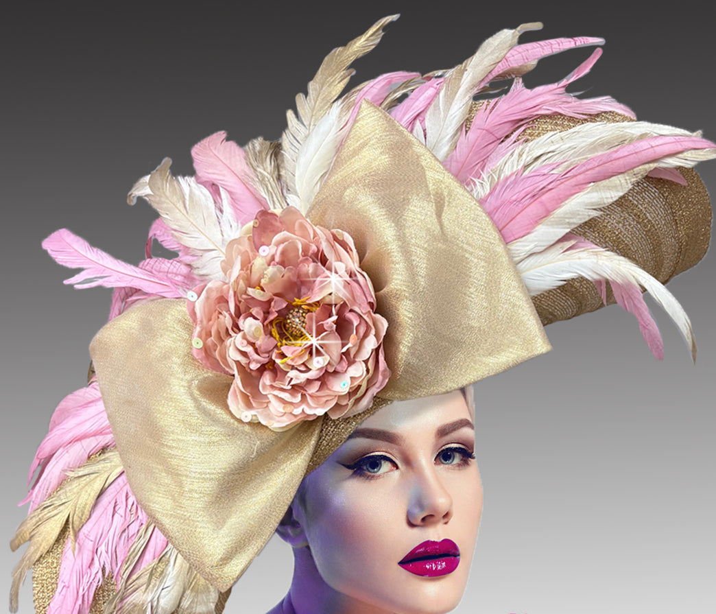 Women Derby Hat 3334 Gold Pink