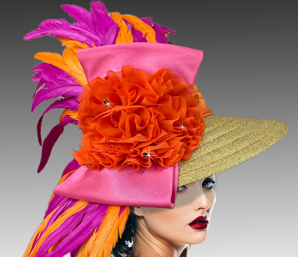 Women Derby Hat 3340 FUCHSIA ORANGE
