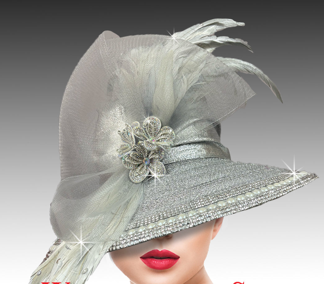 Women Church Hat 3385 Silver