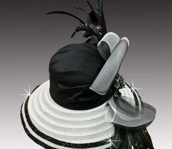 Women Church Hat 3385 Black White