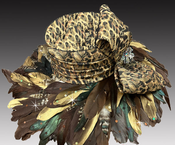 Women Church Hat 3390 Brown Leopard