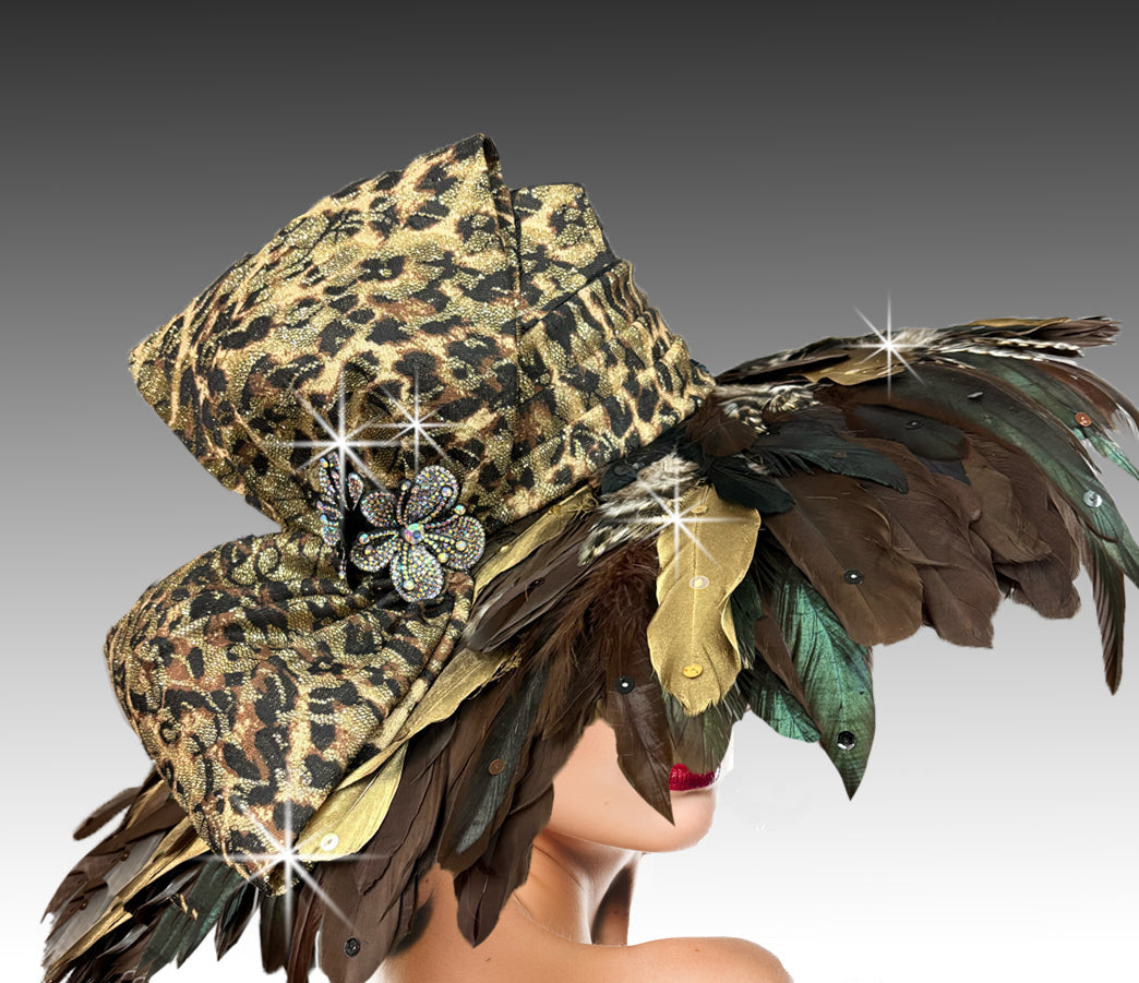 Women Church Hat 3390 Brown Leopard