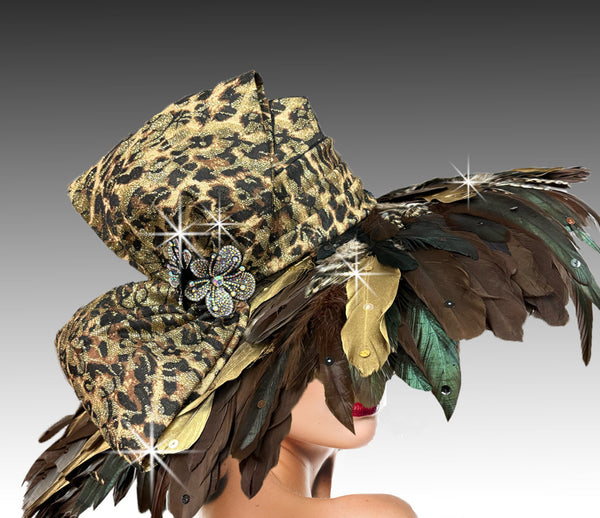 Women Church Hat 3390 Brown Leopard