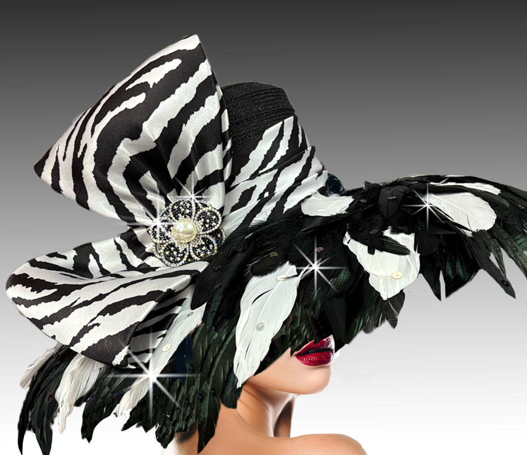 Women Church Hat 3390 Black White
