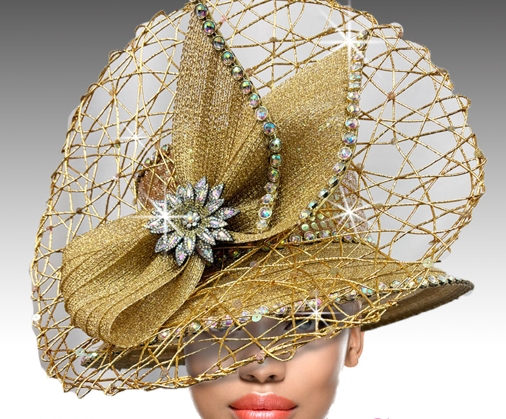 Women Church Hat 3393 Gold
