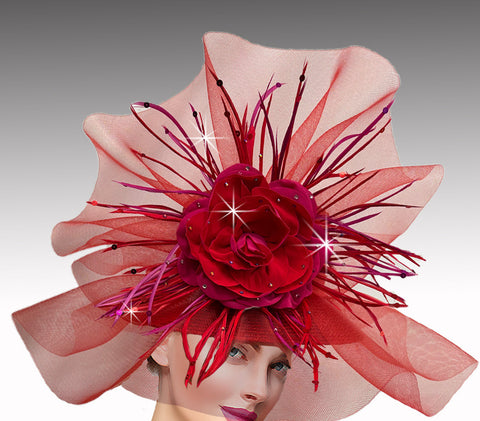 Women Church Hat 3395 Red Black
