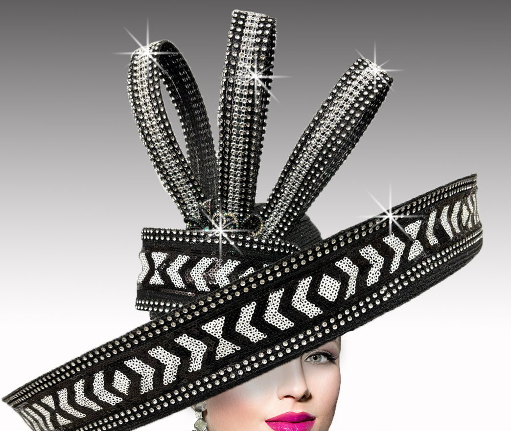 Women Church Hat 3412 Black White