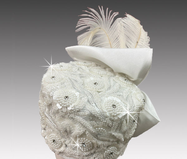 Women Pill Box Hat 3413 White