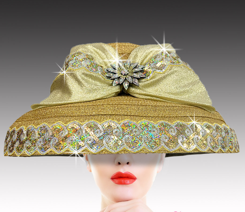 Women Church Hat 3405 Gold