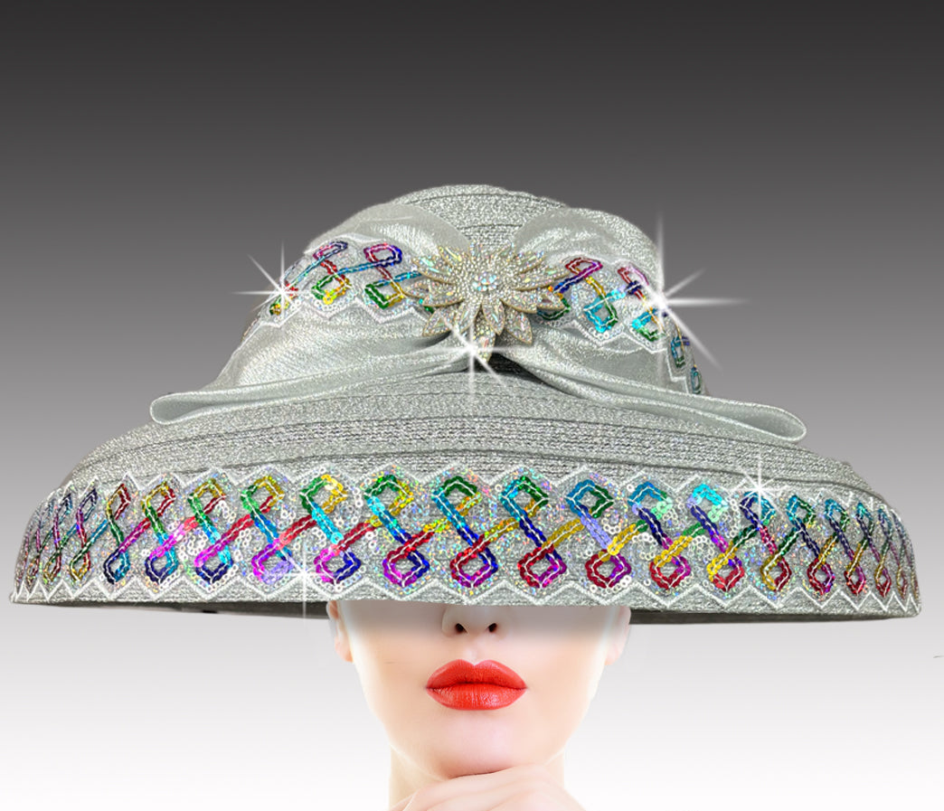 Women Church Hat 3405 Silver Multi