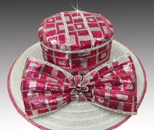 Women Church Hat 3423 Silver-rose