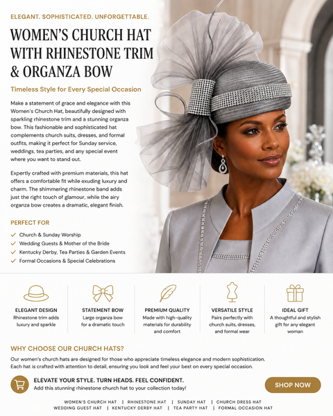Women’s Silver Gray Church Hat 9729