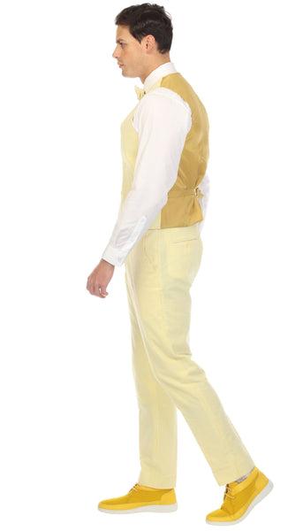 Men's Slim Fit Suit-Seersucker Yellow