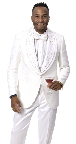 Men Fancy Blazer J169 White