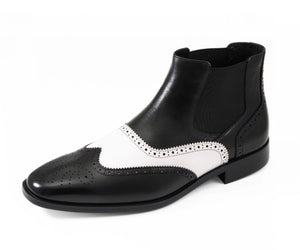 Men Dress Mid Boot-2632 Black White