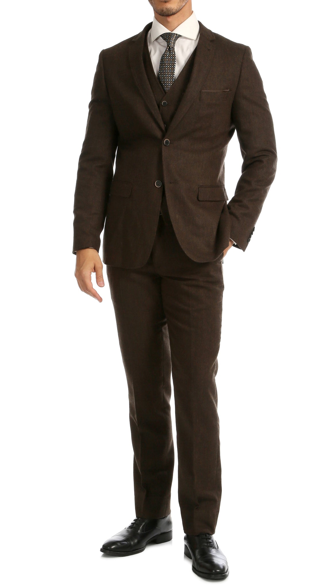 Bradford Cognac Slim Fit 3pc Tweed Suit