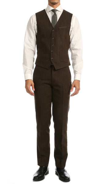 Bradford Cognac Slim Fit 3pc Tweed Suit