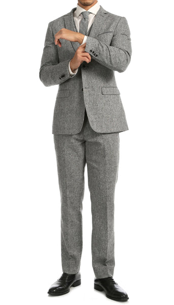 Bradford Grey Slim Fit 3pc Tweed Suit