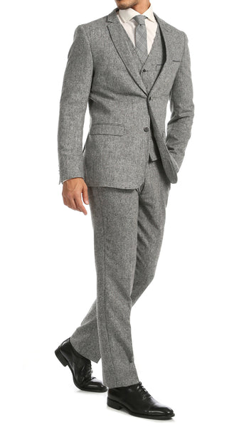 Bradford Grey Slim Fit 3pc Tweed Suit