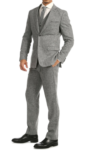 Bradford Grey Slim Fit 3pc Tweed Suit