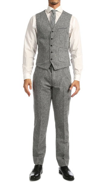 Bradford Grey Slim Fit 3pc Tweed Suit