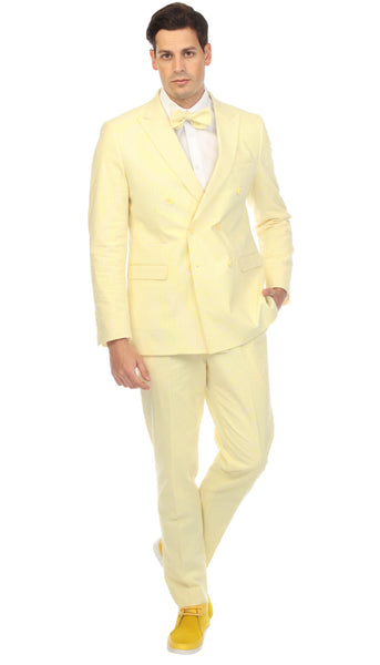 Men's Suit Slim fit Seersucker Yellow