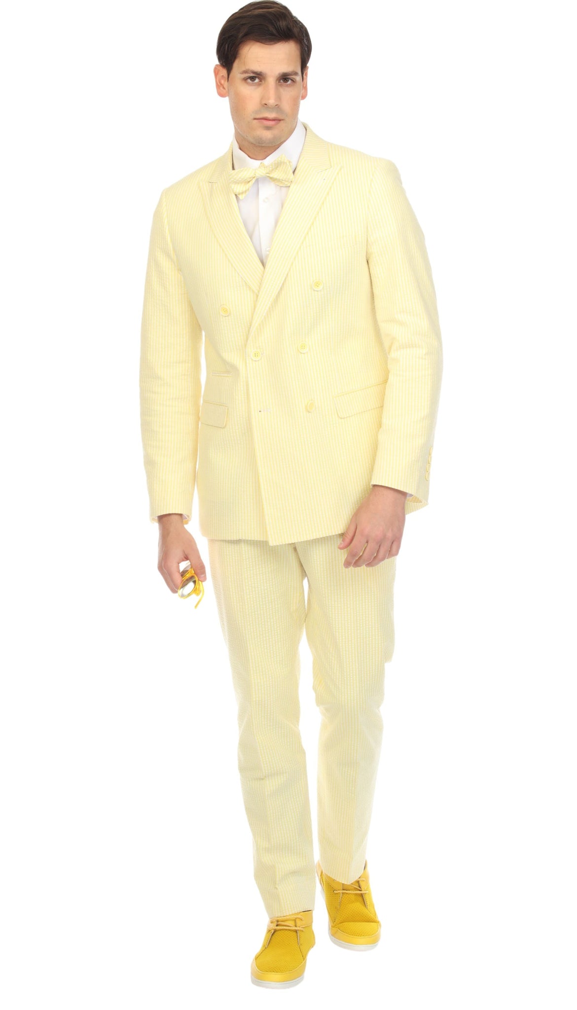 Men's Suit Slim fit Seersucker Yellow