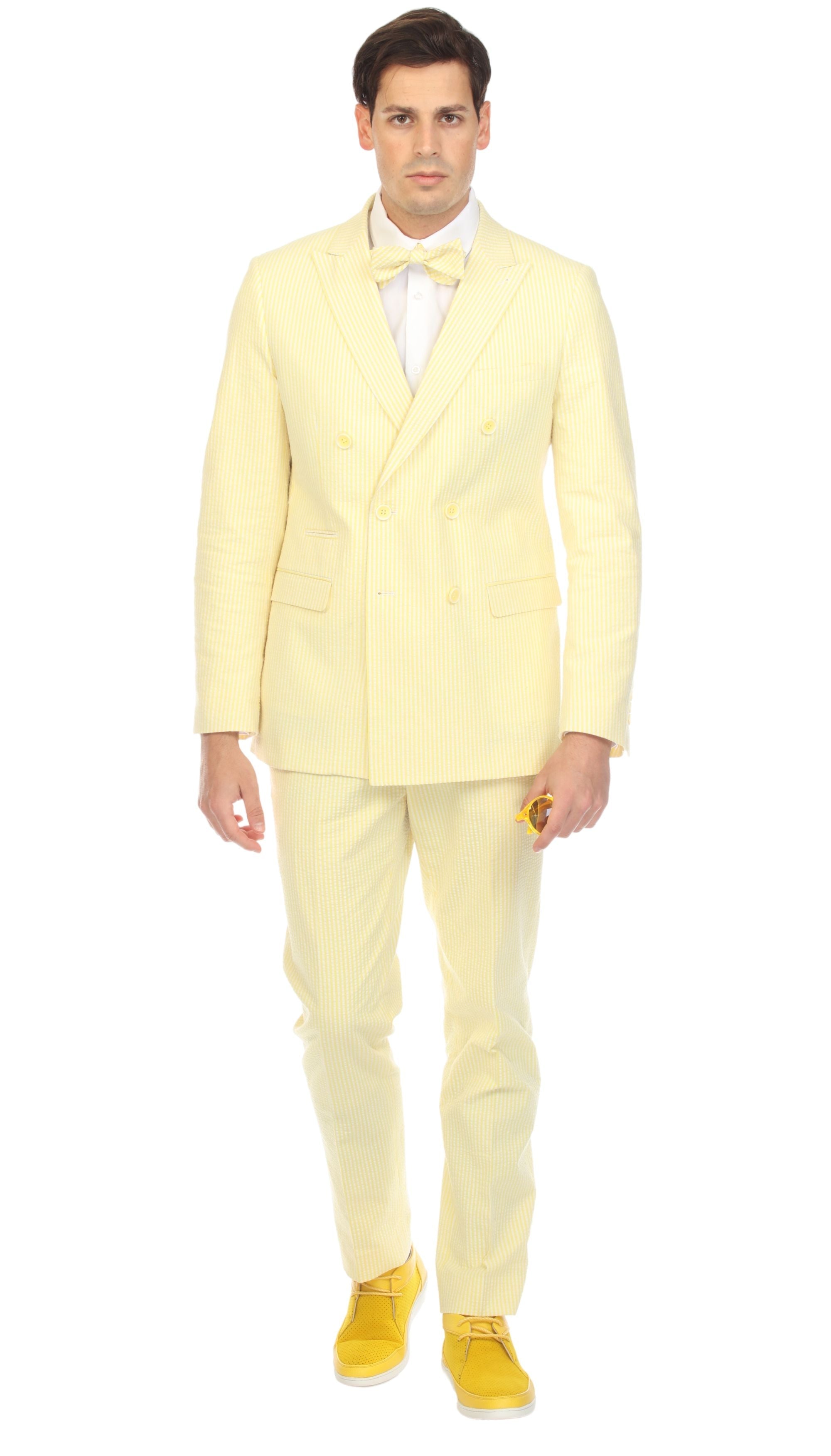 Yellow seersucker suit top