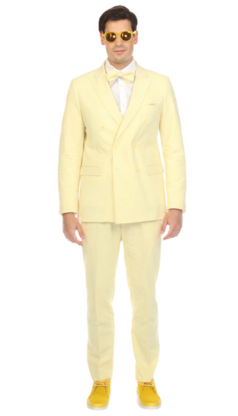 Men's Suit Slim fit Seersucker Yellow