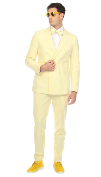 Men's Suit Slim fit Seersucker Yellow
