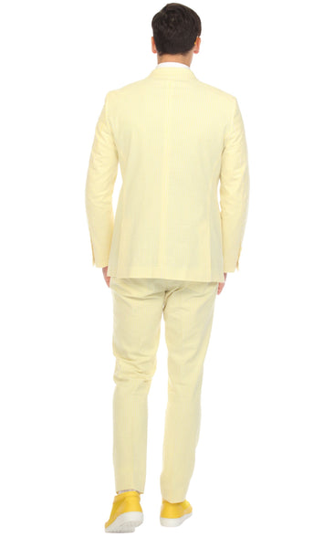 Men's Suit Slim fit Seersucker Yellow