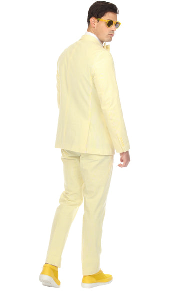 Men's Suit Slim fit Seersucker Yellow