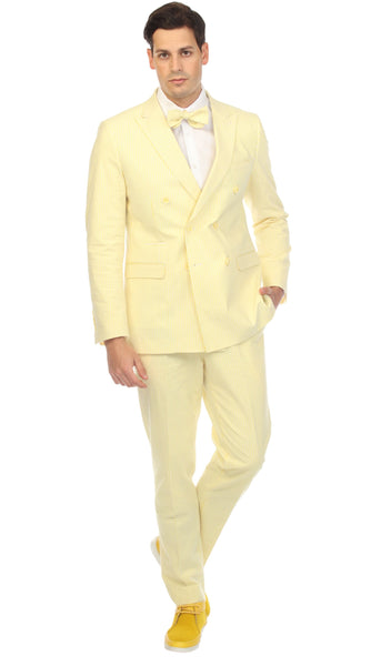 Men's Suit Slim fit Seersucker Yellow