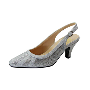 Women's Slingback Evening Dress Pumps BDF-917 Silver