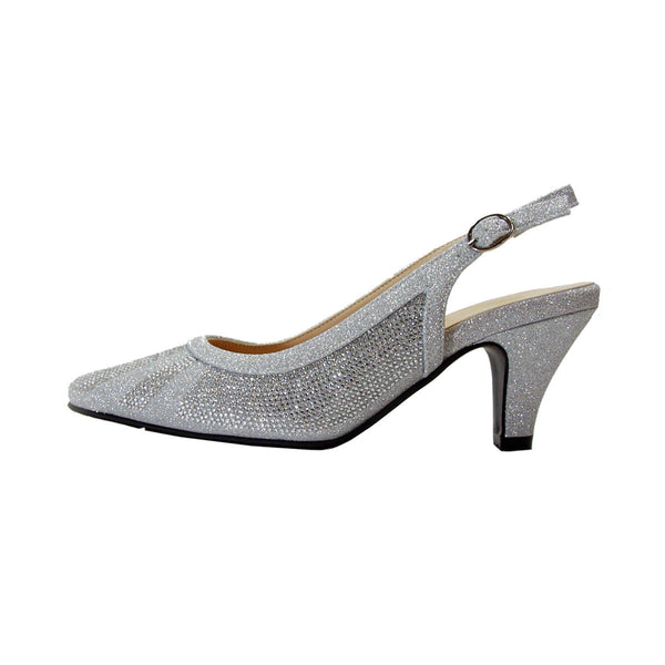 Women's Slingback Evening Dress Pumps BDF-917 Silver